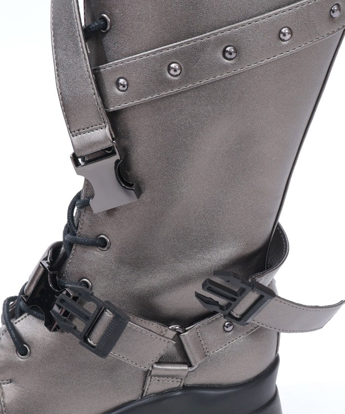 Snap Buckle Belt Long Boots