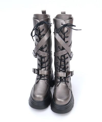 Snap Buckle Belt Long Boots