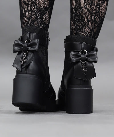 Lace Panel Gothic Boots – axes femme from JAPAN