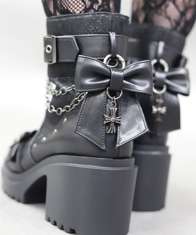 Lace Panel Gothic Boots – axes femme from JAPAN