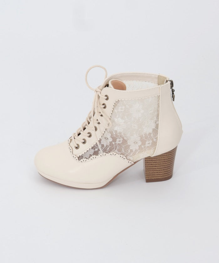 Cream shops lace up ankle boots