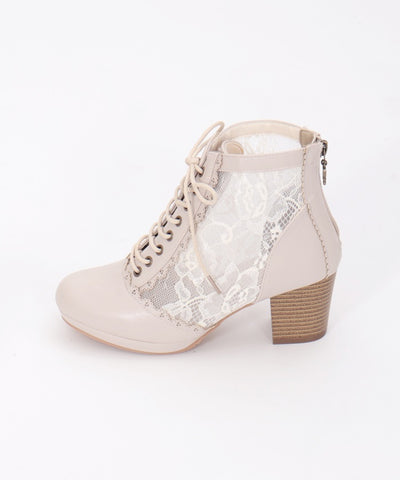 Tulle Lace-Up Boots