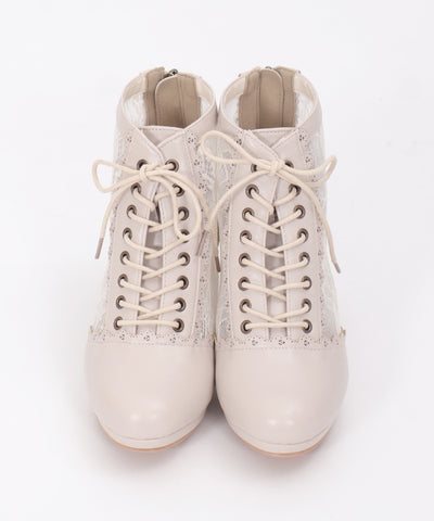 Tulle Lace-Up Boots