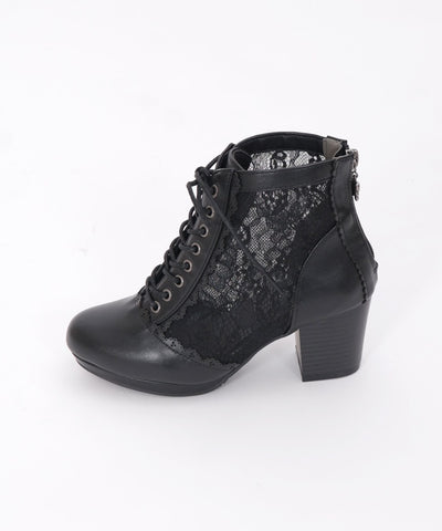 Tulle Lace-Up Boots