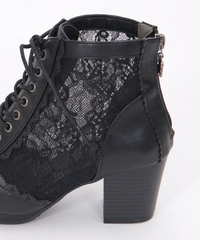 Tulle Lace-Up Boots