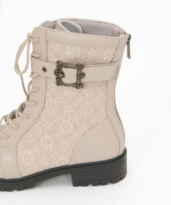 Lace Work Boots with Belt