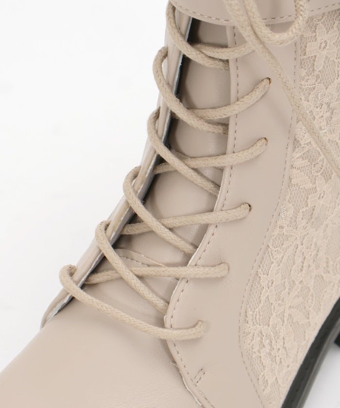 Lace Work Boots with Belt