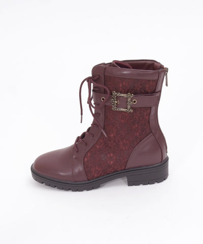 Lace Work Boots with Belt