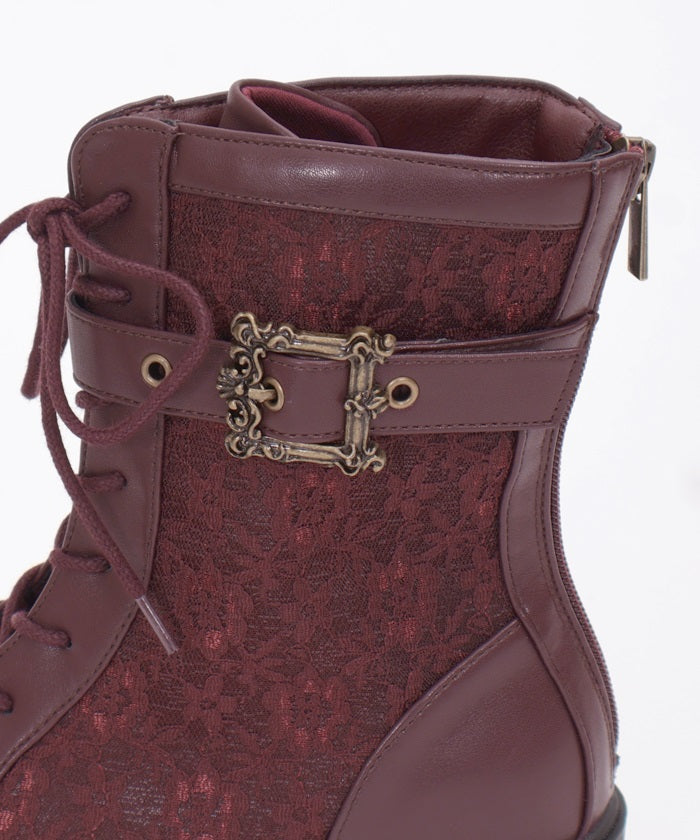 Lace Work Boots with Belt