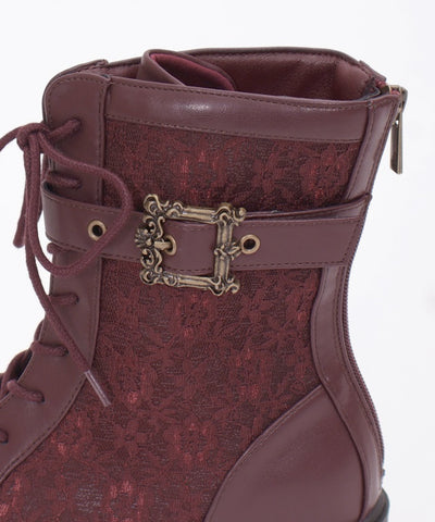 Lace Work Boots with Belt