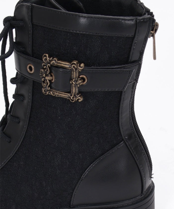 Lace Work Boots with Belt