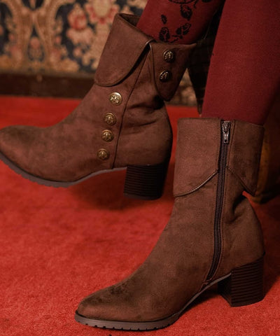 Row Buttons Flap Boots