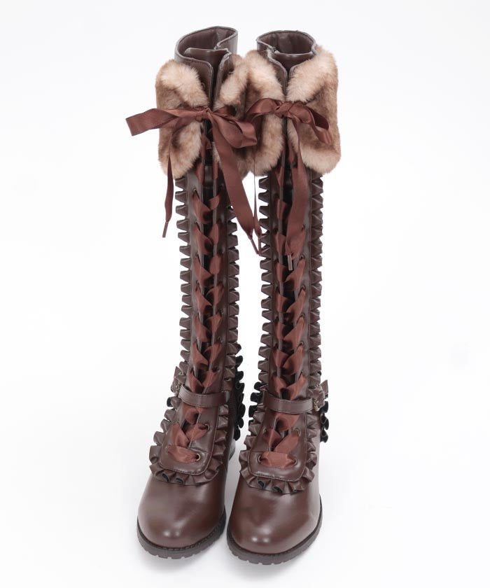 Lace-Up Long Boots