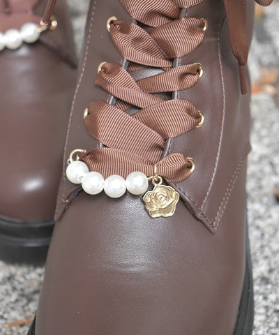 Mid-Calf Boots with Pearl Charm