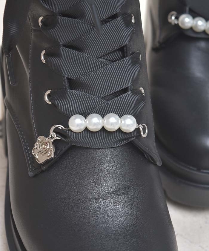 Mid-Calf Boots with Pearl Charm