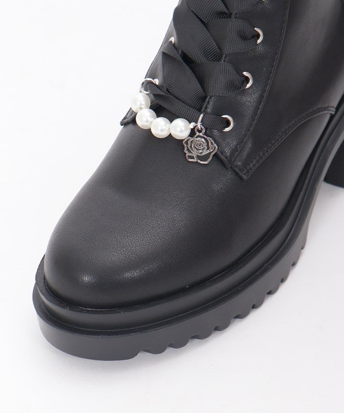 Mid-Calf Boots with Pearl Charm