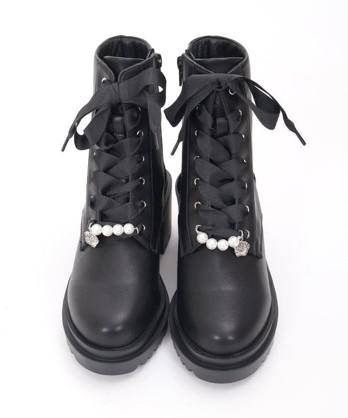 Mid-Calf Boots with Pearl Charm