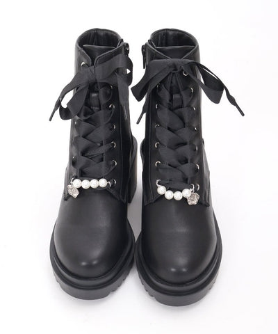 Mid-Calf Boots with Pearl Charm