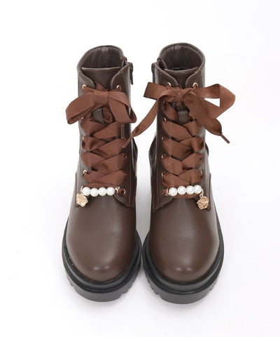 Mid-Calf Boots with Pearl Charm