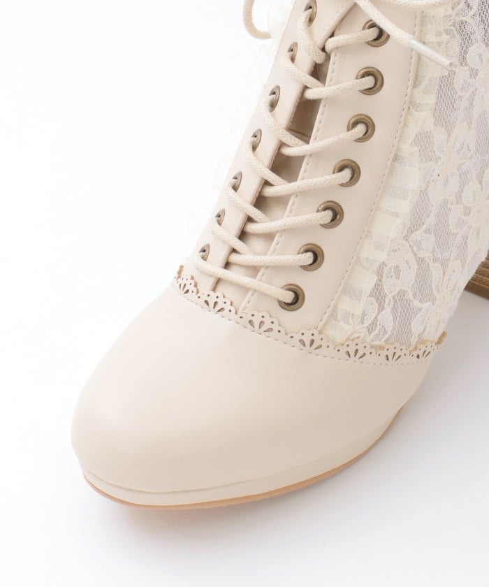 Tulle Lace-Up Boots