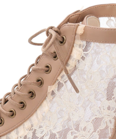 Tulle Lace-Up Boots