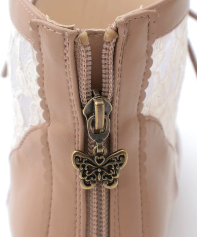 Tulle Lace-Up Boots