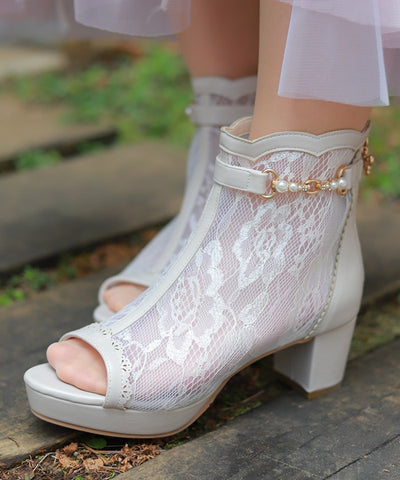 Open Toe Lace Boots