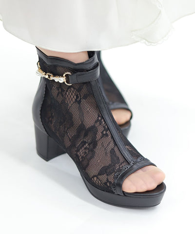 Open Toe Lace Boots
