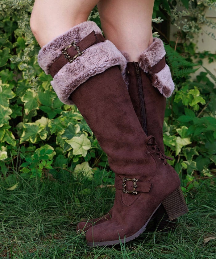 Suede Long Boots with Fur