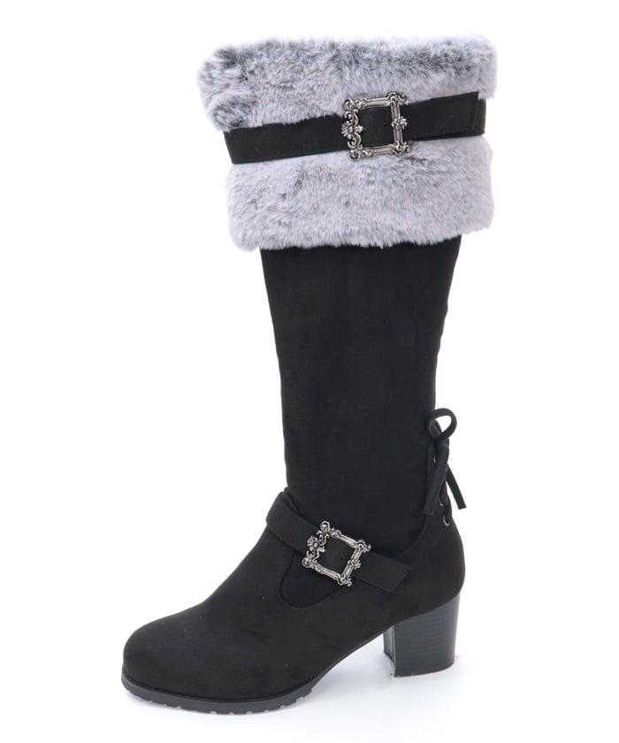 Suede Long Boots with Fur