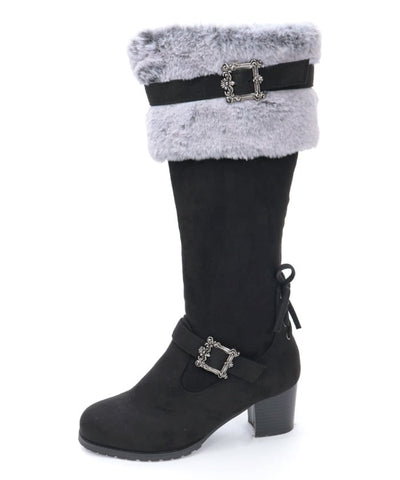Suede Long Boots with Fur