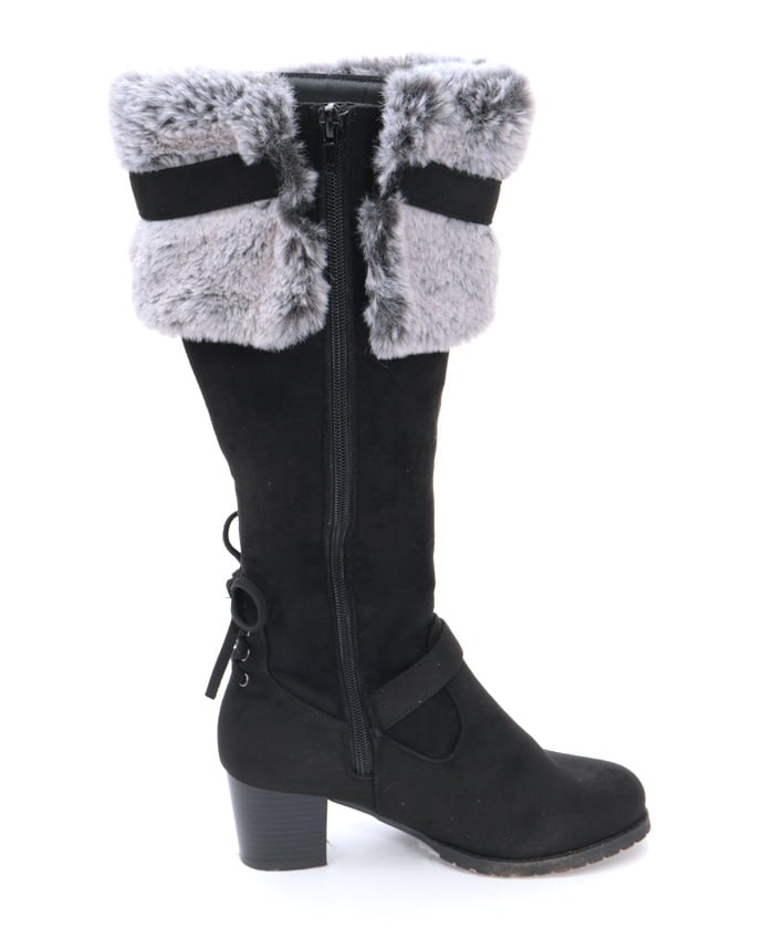 Suede Long Boots with Fur