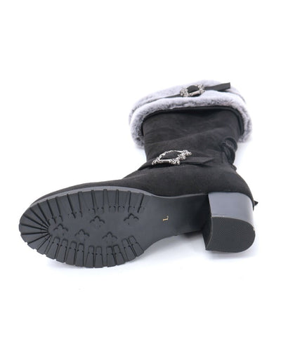 Suede Long Boots with Fur
