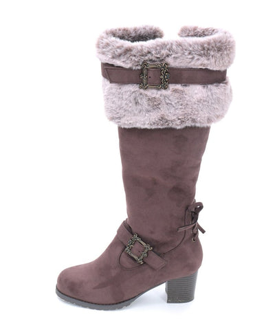 Suede Long Boots with Fur