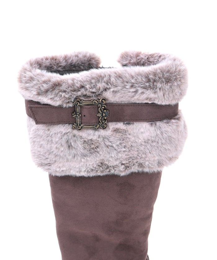 Suede Long Boots with Fur