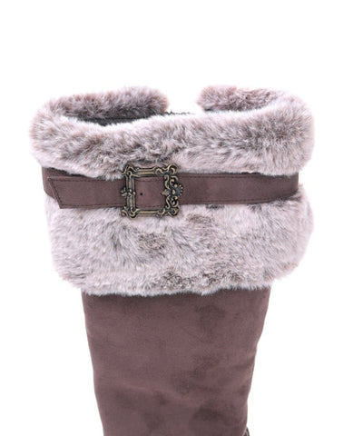Suede Long Boots with Fur