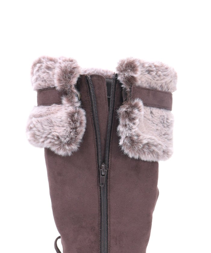 Suede Long Boots with Fur