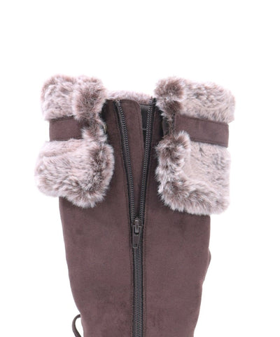 Suede Long Boots with Fur