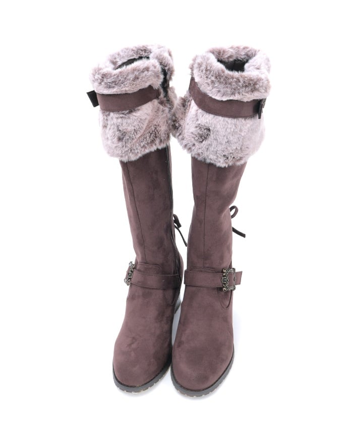Suede Long Boots with Fur