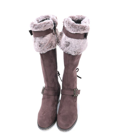 Suede Long Boots with Fur