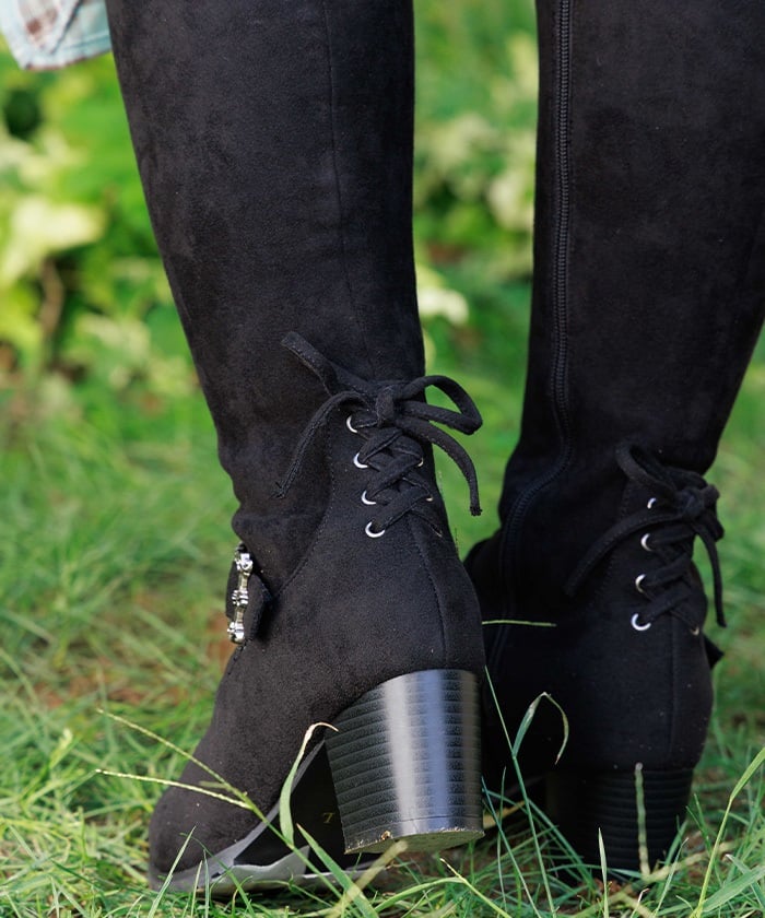 Suede Long Boots with Fur