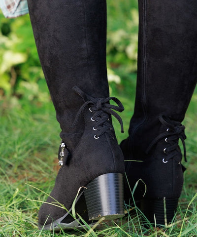 Suede Long Boots with Fur