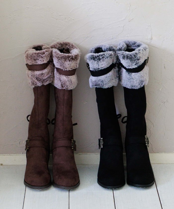Suede Long Boots with Fur