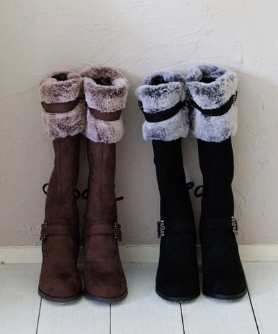 Suede Long Boots with Fur