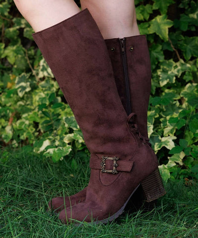 Suede Long Boots with Fur