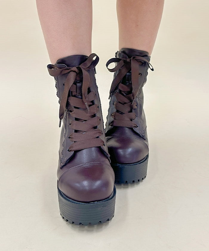 Lace-Up Mid-Calf Boots