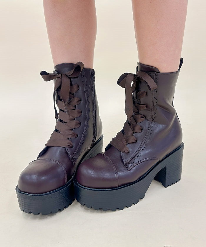 Lace-Up Mid-Calf Boots