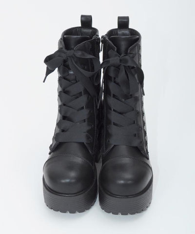 Lace-Up Mid-Calf Boots