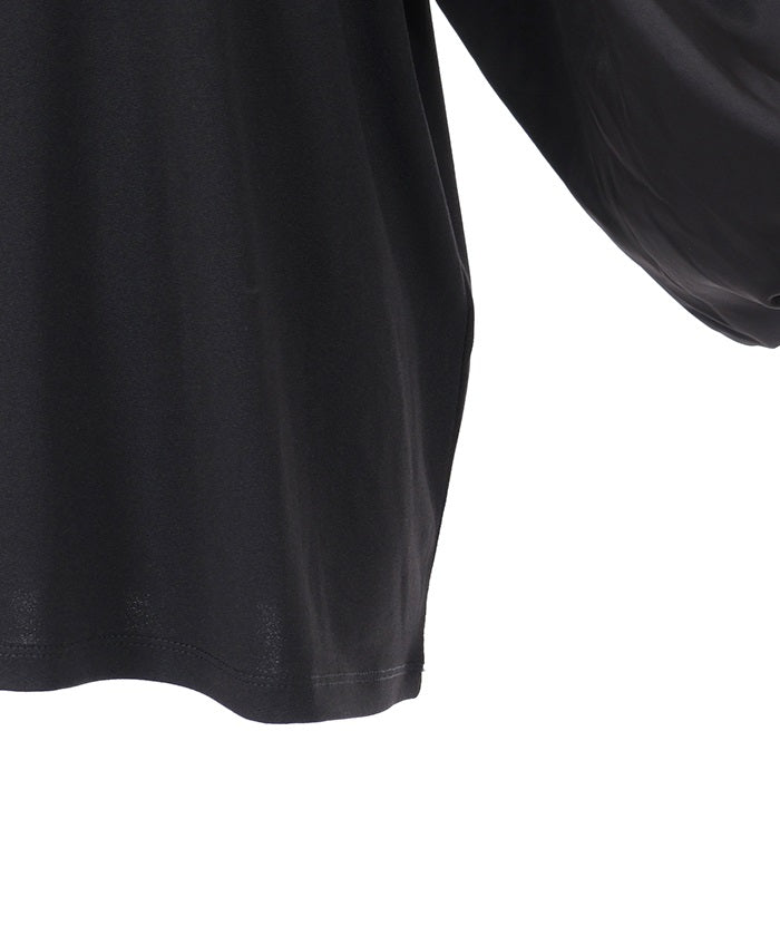 Balloon Sleeve Cut-and-Sewn Pullover with Lace