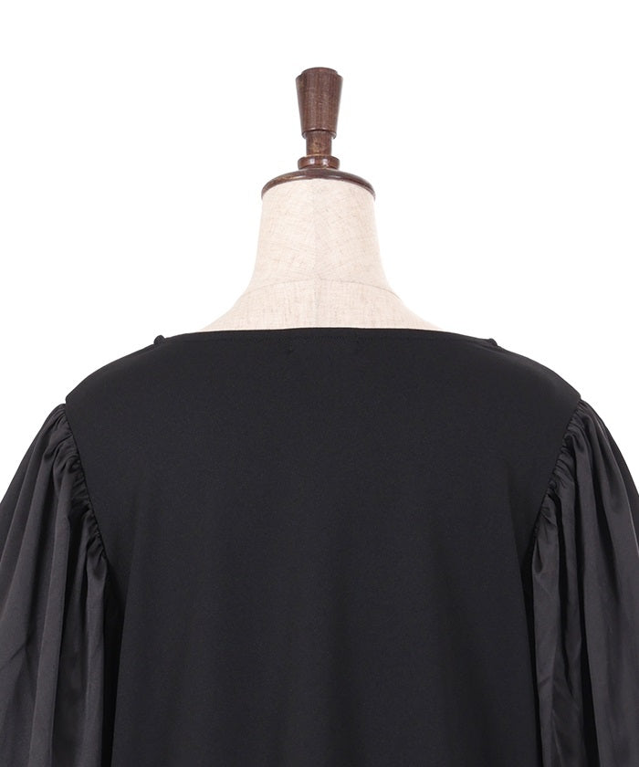 Balloon Sleeve Cut-and-Sewn Pullover with Lace